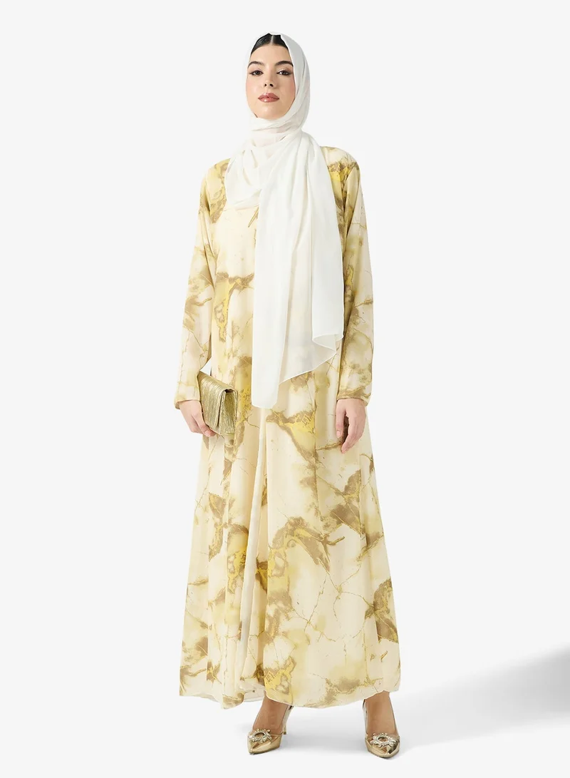 hayas closet  Printed Abaya With Sheila for Women | Best Price UAE